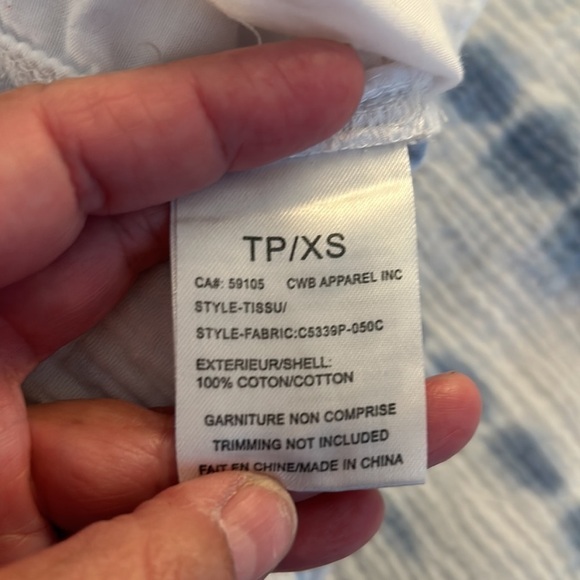 Charlie B Tie Dye Blue & White Wide Leg Drawstring Waist Raw Hem Lounge Pants XS - Picture 8 of 8